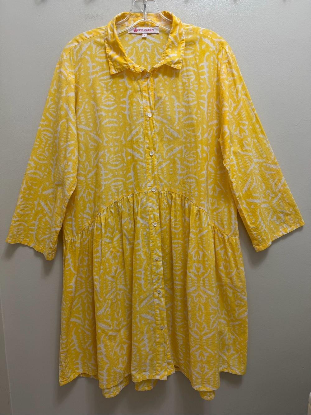 Ro’s Garden Deauville Tunic Shirt Dress Tuckernuck Anthropologie Yellow L - Picture 3 of 11